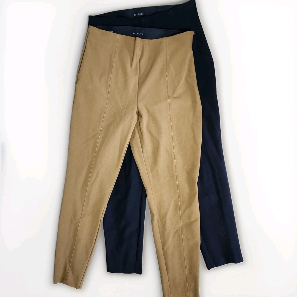 Talbots Portland Pants Womens 10 Brown Black Ankle Career Work Office Casual
